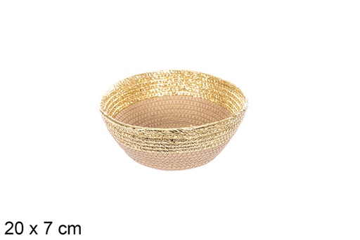 [114100] Natural/gold paper rope basket 20x7 cm