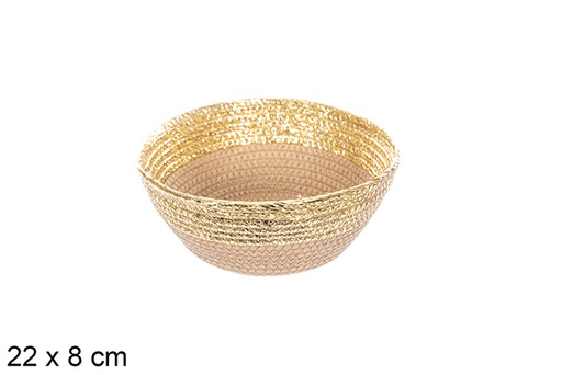 [114101] Natural/gold paper rope basket 22x8 cm