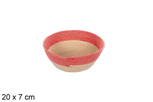 [114110] Natural/red paper rope basket 20x7 cm
