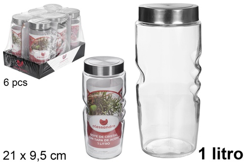 [109187] Pot en verre avec couvercle en acier 1 l.