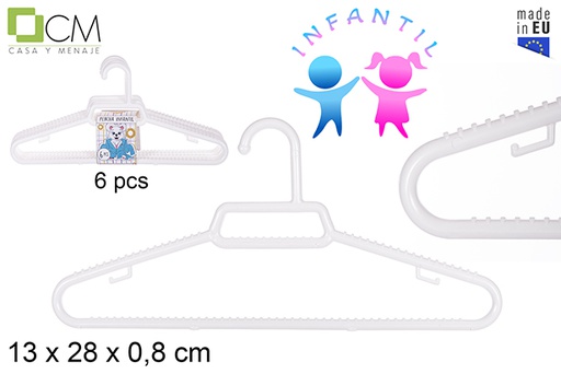 [112297] Pack 6 perchas plástico blanco infantil  