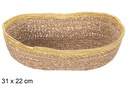 Cesta ovalada seagrass y yute oro 31x22 cm