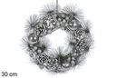 Corona Navidad plata 30 cm
