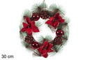 Corona Navidad bolas roja 30 cm