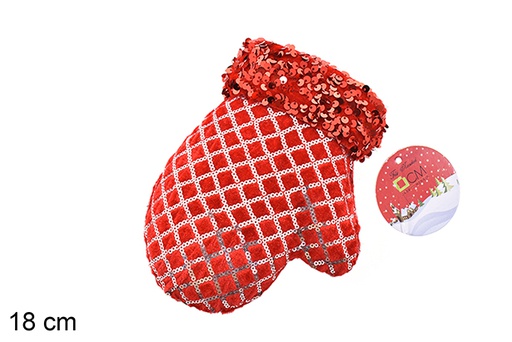 [206507] Pendentif gant décoré rouge 18 cm