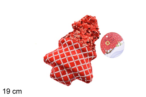 [206508] Colgante arbol decorado lentejuelas rojo 19cm