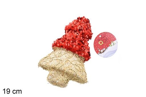 [206517] Tree pendant decorated with red/gold sequins 19 cm