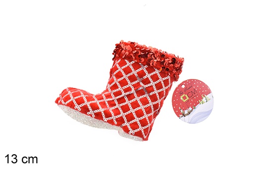 [206524] Boot pendant decorated with red sequins 13 cm