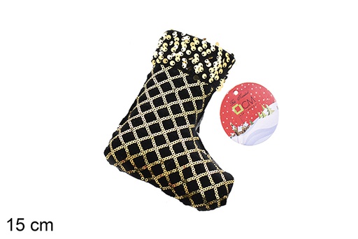 [206562] Boot pendant decorated with gold/black sequins 15 cm