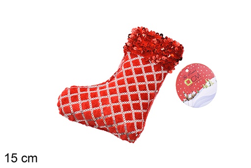 [206564] Boot pendant decorated with red sequins 15 cm