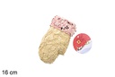 Colgante guante decorado lentejuelas oro/rosa 16 cm