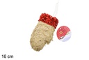 Colgante guante decorado lentejuelas oro/rojo 16 cm