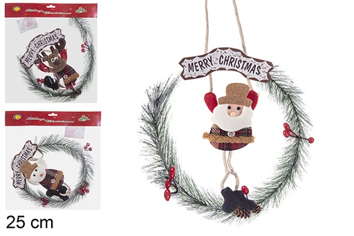 [206620] Christmas door wreath with assorted doll 25 cm