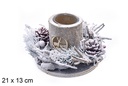 Portacandele rotondo Snowy con vetro decorato ananas 21x13 cm