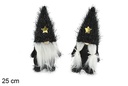Duende Navidad negro con estrella oro 25 cm