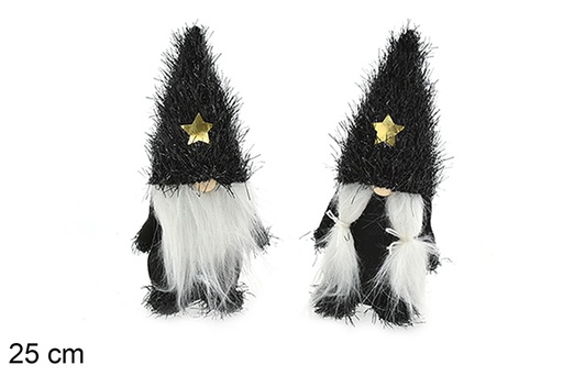 [206926] Black Christmas elf with gold star 25 cm