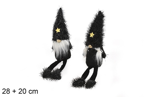 [206934] Duende Navidad negro con patas estrella oro 28+20 cm