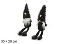 Duende Navidad negro con patas estrella oro 30+20 cm