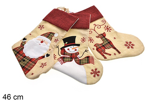 [206941] Decorated beige Christmas sock 46 cm