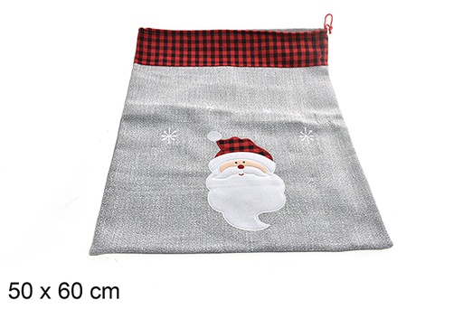 [206948] Decorated gray Christmas sack 50x60 cm