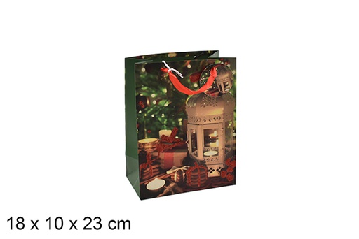 [207000] Sac cadeau décoré de lanternes 18x10 cm