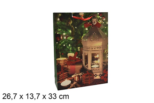 [207001] Saco de presente decorado com lâmpada de rua 26,7x13,7 cm