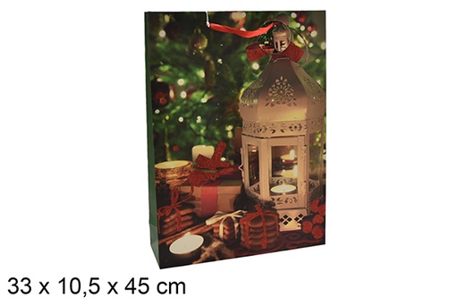[207002] Sac cadeau décoré lampadaire 33x10,5 cm