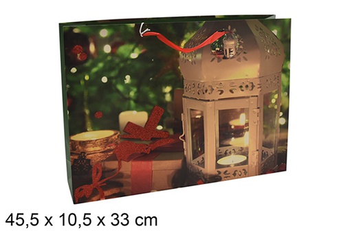 [207003] Saco de presente decorado com lanterna 45,5x10,5 cm
