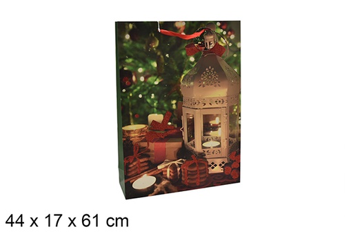 [207005] Saco de presente decorado com lanterna 44x17 cm