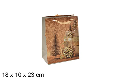[207008] Busta regalo decorata con albero 18x10 cm