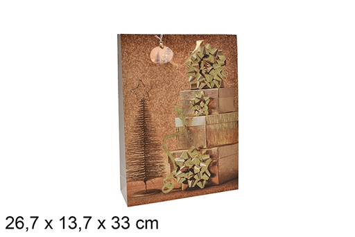 [207009] Sac cadeau décoré d'arbres 26,7x13,7 cm