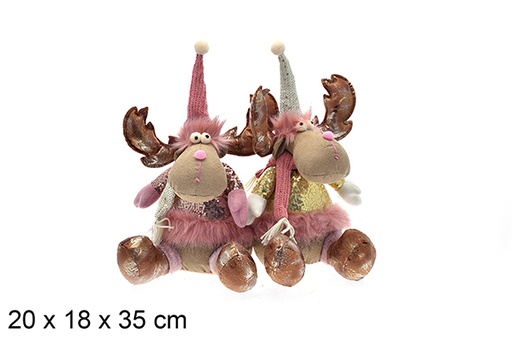 [207023] Assorted pink reindeer plush 20x18 cm