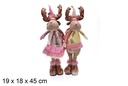 Peluche renne rose assortie 19x18 cm