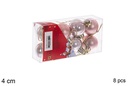 Pack 8 bolas oro rosa brillo/mate 3 cm