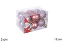 Pack 12 bolas oro rosa brillo/mate/purpurina 3 cm