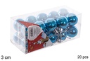 Pack 20 bolas turquesa brillo 3 cm