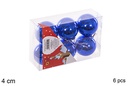 Pack 6 bolas azul brillo 4 cm