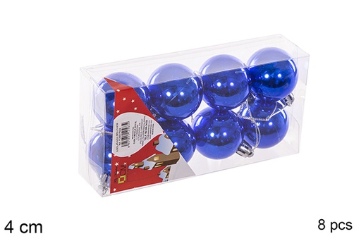 [112563] Pack 8 bolas azul brillo 4 cm