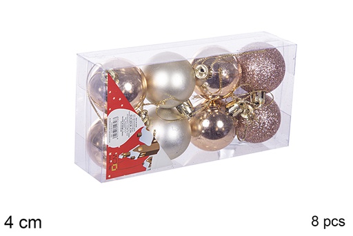 [112564] Pack 8 palline champagne lucide/opache  4 cm