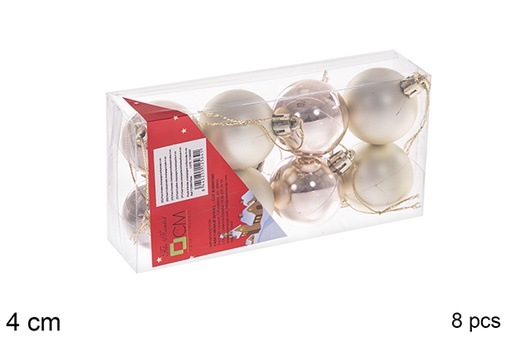[112564] Pack 8 shiny/matte champagne balls 4 cm