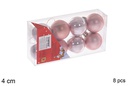 Pack 8 bolas oro rosa brillo/mate 4 cm