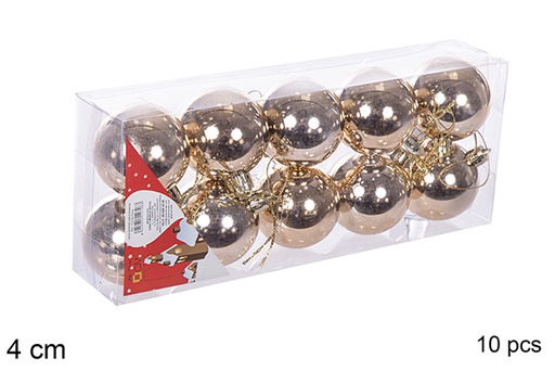 [112568] Pack 10 shiny champagne bauble 4 cm