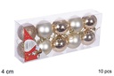Pack 10 bolas champagne brillo/mate/purpurina 4 cm