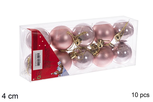 [112573] Pack 10 boules or rose brillantes/mates 4 cm