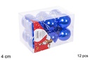 Pack 12 bolas azul brillo 4 cm