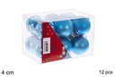 Pack 12 bolas turquesa brillo/mate 4 cm