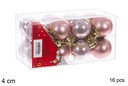 Pack 16 bolas oro rosa brillo/mate 4 cm