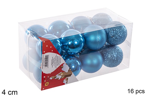 [112590] Pack 16 shiny/matte turquoise balls 4 cm