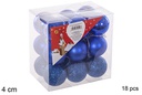 Pack 18 bolas azul brillo/mate/purpurina 4 cm