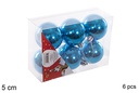 Pack 6 bolas turquesa brillo 5 cm